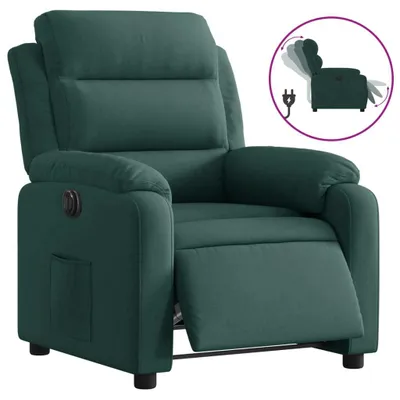 Image de Fauteuil inclinable électrique vert foncé velours
