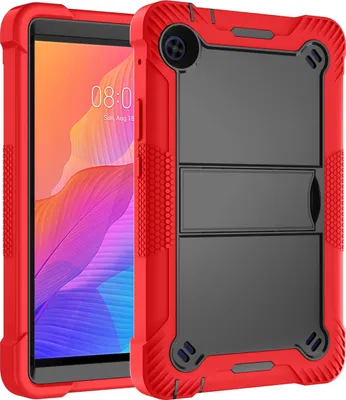 Produktbild von Schutzhülle für Huawei MatePad T8, 3 Schichten mit Ständer Strapazierfähig Hülle für Huawei MatePad T8 8.0 Zoll Rot