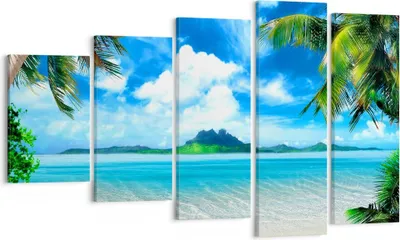 Produktbild von Bild auf Leinwand - Leinwandbild - Strand Urlaub Insel Palme - 100x60cm - Wand Bild - Wanddeko - Leinwanddruck - Bilder - Kunstdruck - Wanddekoration - Leinwand bilder - Wandkunst - EG100x60-2528