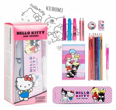 Image de CERDÀ - Zestaw przyborów do kolorowania Hello Kitty, oficjalny produkt, akcesoria szkolne