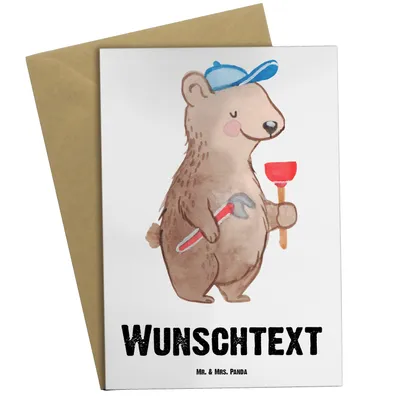 Produktbild von Mr. & Mrs. Panda Personalisierte Grußkarte Klempner mit Herz - Weiß - Personalisierte Geschenke, Personalisierte Glückwunschkarte, Personalisierte Einladungskarte, Beruf