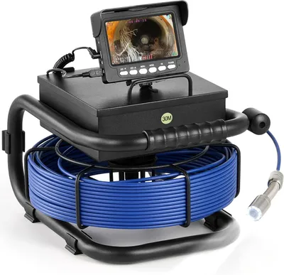 Image de Caméra d'inspection avec câble de 30 mètres et écran LCD de 4,3 pouces, pour l'inspection de canalisations, étanche IP68, avec sonde caméra pour l'inspection de conduits et tuyaux