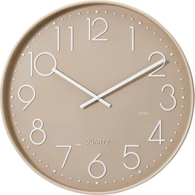 Produktbild von Moderne Wanduhr taupe aus Polypropylen geräuschlos weißes Zifferblatt 50x5,4 cm