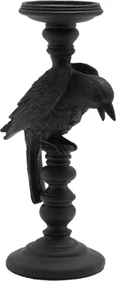 Produktbild von Schwarzer Gothic Kerzenständer mit schwarzer Krähe 29 cm
