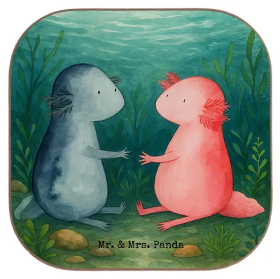 Produktbild von Mr. & Mrs. Panda Tischuntersetzer Axolotl Liebe Design - Weiß - Geschenk, Axolot, Untersetzer für Gläser, Becheruntersetzer, Kaffeeuntersetzer, gläseruntersetzer, Coaster