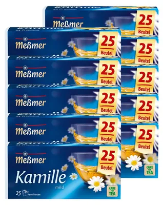 Productafbeelding van Meßmer Kamille Thee, een milde, bloemige kruidenthee, 37g, verpakking met 10 theezakjes