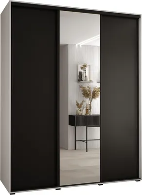 Produktbild von MEBLE KRYSPOL Davos 3 Schrank, drei Türen - 235,2x200x60 cm - Weiß Schwarz Schwarz