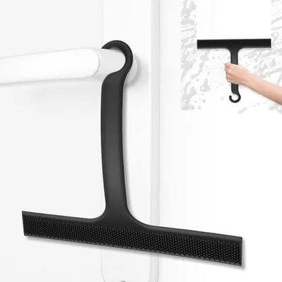 Produktbild von Silikonen Dusche Wischer mit Edelstahlkern schwarz