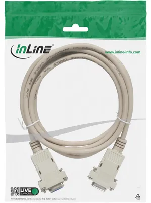 Produktbild von InLine Nullmodemkabel, 9pol Buchse / Buchse, geklippt, 10m, Beige, 10 m, DB9, DB9, Buchse, Buchse