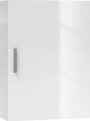 Produktbild von HOMCOM Badezimmer-Hängeschrank mit Tür, Badezimmer-Oberschrank mit 3 verstellbaren Glasböden auf 3 Ebenen, 40 x 15 x 55 cm, Weiß glänzend
