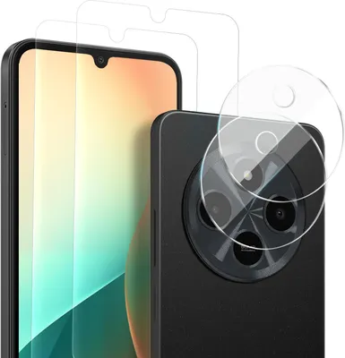 Produktbild von 2x Display + Kamera Glas für Xiaomi Redmi 14C Panzerfolie Displayglas Kameraglas 9H Schutzglas
