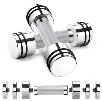 Imagen del producto de Mancuernas ajustables, 5 kg cada una, set de 2, para entrenamiento en casa