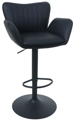 Image de Tabouret de bar HWC-M67, tabouret de bar pivotant, avec accoudoirs et repose-pieds, en similicuir et fer, ® ~ noir