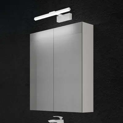 Image de doporro Armoire Murale Salle de Bains avec Miroir et Lampe Strahlenschön Blanc Placard de Rangement Étagères Réglable Blanc Mat en Bois Armoire de Toilette 3 Portes 60x15x70 cm Spiegelschrank 02