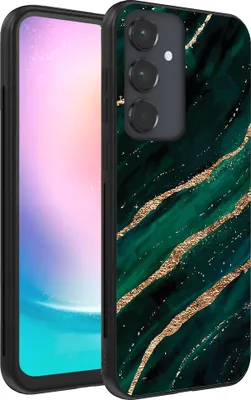 Produktbild von Smartphonica Handytasche für Samsung Galaxy A24 4G mit Marmordruck - TPU Rückseite Fall Marmor Design - Grün Gold