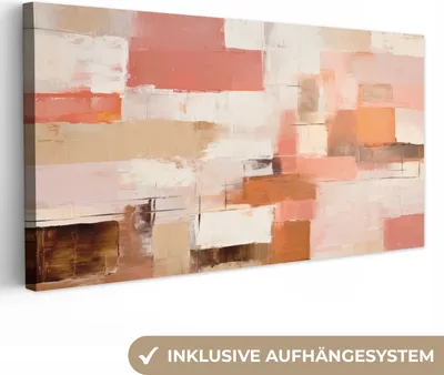 Produktbild von MuchoWow® - Leinwandbilder - Kunst - Rosa - Abstrakt, Wandbild, Wanddeko Bilder Wohnzimmer, 80x40 cm