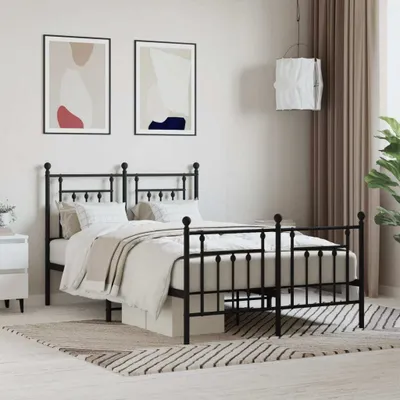 Produktbild von vidaXL Bettgestell mit Kopf  und Fußteil Metall Schwarz 120x190 cm - Bettgestell - Bettgestelle - Bettrahmen - Bett