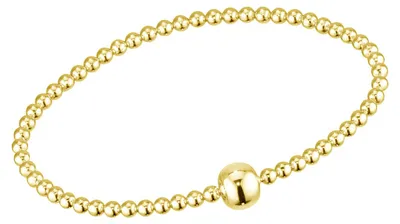 Produktbild von MATERIA Gold Perlen Armband Frauen Mädchen - 925 Silber Stretcharmband vergoldet Kugeln 17cm + Geschenk Etui SA-94