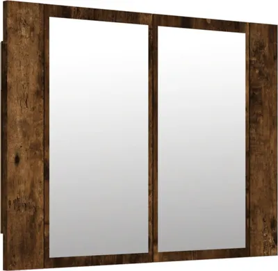 Image de Armoire à miroir LED Chêne fumé 60x12x45 cm Bois d'ingénierie