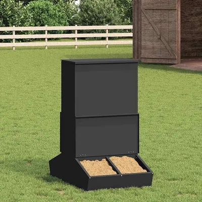 Immagine prodotto di Distributore di mangime per suini, alimentatore in metallo per suini, dimensioni 82x51x91,5 cm, realizzato in acciaio, resistente agli agenti atmosferici, con capacità di 20 kg, adatto per uso in giardino e in stalla