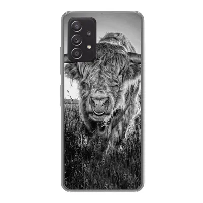 Produktbild von MuchoWow® Handyhülle Schutzhülle Hülle für Samsung galaxy a73 Schottischer Highlander - Schwarz und Weiß Silikon Softcase Handy Hülle - Handyhülle