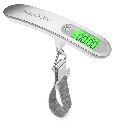 Produktbild von deleyCON Digitale Kofferwaage Gepäckwaage bis 50kg - Silber/Weiß