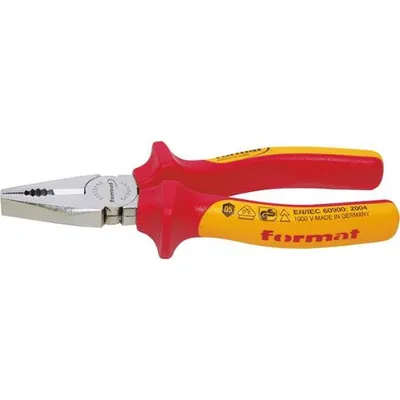 Produktbild von FORMAT Kombizange DIN5244 Harter Draht=1600N/mm2 VDE 200mm, Länge:200 mm, Schneidwert Durchmesser harter Draht:2,8 mm
