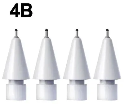 Immagine prodotto di Punte di ricambio per Apple Pencil 1 e 2 - Set di 4 punte per stylus 4B - Protezioni morbide - Funzione di esclusione del tocco accidentale - Compatibili con schermi touch capacitivi iPad - Colore: bianco