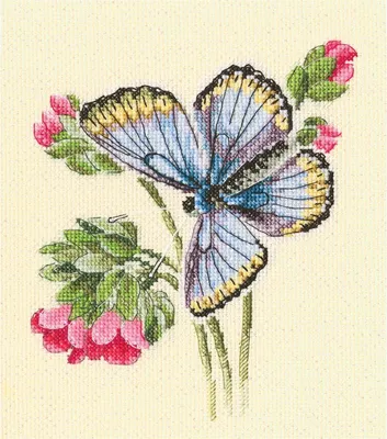 Produktbild von RTO Kreuzstich Set "Schmetterling auf der zierlichen Blume" M749, Zählmuster, 14.5x17.5 cm