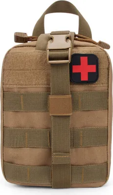 Produktbild von Molle Tasche groß in Coyote Tan (Beige) Erste Hilfe IFAK Tactical Medical First Aid Pouch mit vielen Extras ca. 3,5 Liter (Coyote Tan)