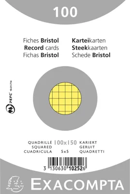 Image de Exacompta 40x 100 fiches Bristol 5x5 non perforé 74x105mm assort 10252E