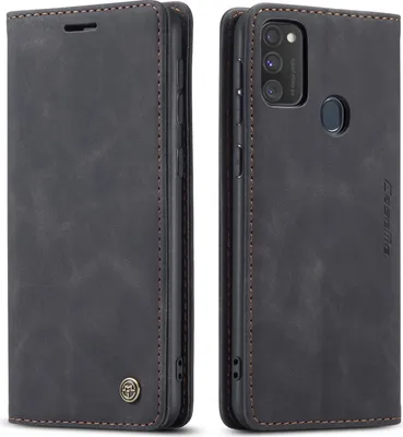 Produktbild von Galaxy M30s Hülle, LaimTop Retro Kunstledertasche TPU Innere, Kartenfächer, Magnetverschluss, Klapphülle mit Standfunktion Schutzhülle für Samsung Galaxy M30S / M21 Schwarz