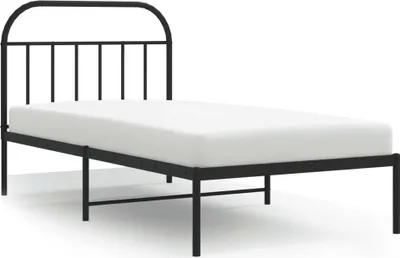 Image de vidaXL Cadre de lit avec tête de lit en métal noir 100x200 cm