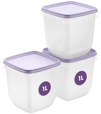 Productafbeelding van SmartStore vershoudcontainers met deksel en koelkastorganizer, 1 liter, set van 3 | Ge