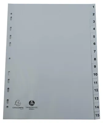 Produktbild von Exacompta 1715E Kunststoff-Register 1-15 für DIN A4 aus recyceltem Kunststoff 15