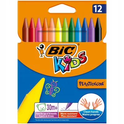 Image de BIC Kids Plastidecor craies de couleur, 12pcs.
