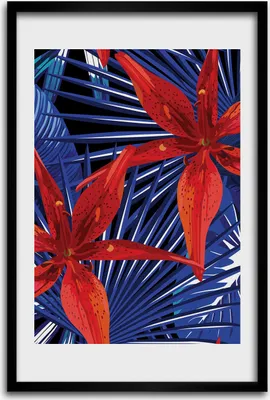 Produktbild von Bild - Bilderrahmen - 40 cm x 60 cm - MDF - Rahmen - Wandkunst - Tropische Blumen