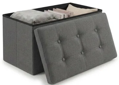 Aufbewahrungspouf klappbar 38x76x38 cm Stoff dunkelgrau