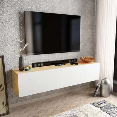 Produktbild von Skye Decor, Poling - White, Sapphire, Fernsehtisch, Weiß, 100 % MELAMINBESCHICHTETE SPANPLATTEN, 159,7 x 36,8 x 34,1 cm
