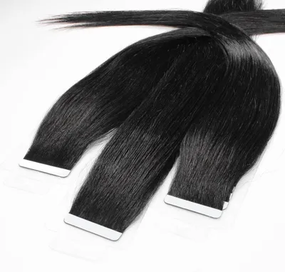 Obrázok produktu pre hair2heart Tape Extensions Ľudské vlasy rovné - 10 pások 2,5 g 60 cm čierne