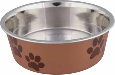 Obrázek produktu pro Trixie Nerez miska s různobarevným potiskem, tlapka+kost 300ml/12cm
