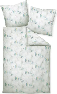 Produktbild von Janine Design Mako-Satin-Bettwäsche-Garnitur modern art S 42137 Farbe perlblau reif Größe 155x220+80x80