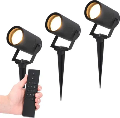 Produktbild von hoftronic LED Gartenstrahler Spikey 4W 345lm 2700K Schwarz IP65 Set 3 Stück