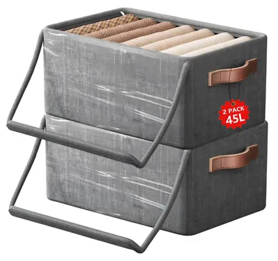 Image de Omgoods - Coffret de rangement sous lit, lot de 2, avec couvercle