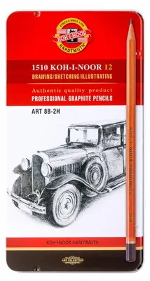Immagine prodotto di Matita artistica in grafite Koh-i-noor 8B-2H set di 12 in scatola di latta