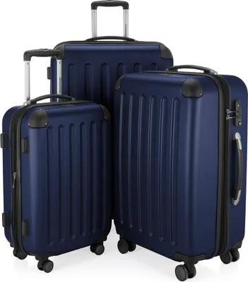 Produktbild von 3-teilige Kofferserie mit Handgepäck, mittelgroßem und großem Reisekoffer - TSA, 4 Rollen, dunkelblau