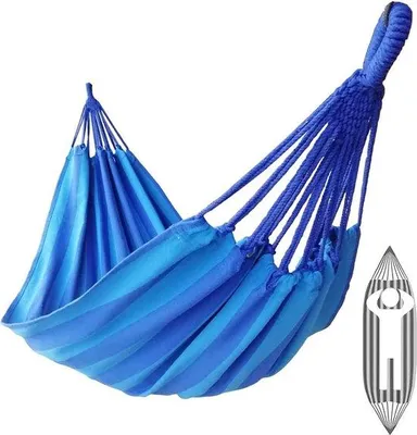 Produktbild von DigiRigi® Hängematte für 1 Person – Baumwoll-Canvas 200×100 cm, Gesamtlänge 310 cm, belastbar 250 kg, Indoor & Outdoor (Garten, Balkon)