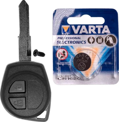 Produktbild von Autoschlüssel Funk Fernbedienung Austausch Gehäuse mit 2 Tasten + HU133R Rohling + Batterie kompatibel mit Opel Agila Suzuki SX4 Alto Swift Splash