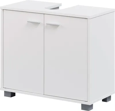 Produktbild von Design Waschbeckenunterschrank WL1.344 Badunterschrank mit 2 Türen Weiß | Kleiner Schrank Badezimmer 60 cm Breit | Badschrank Waschbecken Stehend | Bad Aufbewahrung | Waschtischunterschrank