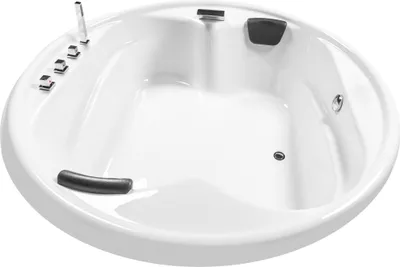 Produktbild von Basera Podest-Badewanne XXL Gomera Rund 182 x 182 cm für 2 Personen mit Wasserfall, LED-Ambiente und Kopfstützen